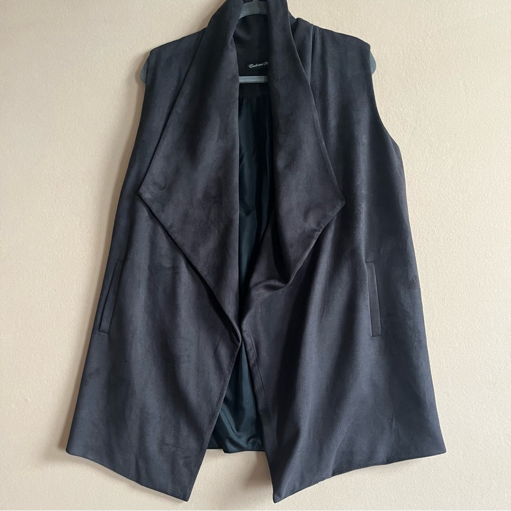Estelle and Finn Women’s Dark Gray‎ Open Front Lagenlook Vest Jacket in M